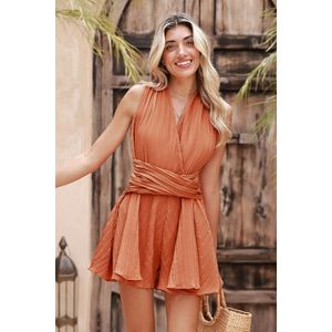 Oranje uitlopende romper met uitlopende pijpen