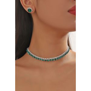 Helder kristal en faux smaragdgroene choker