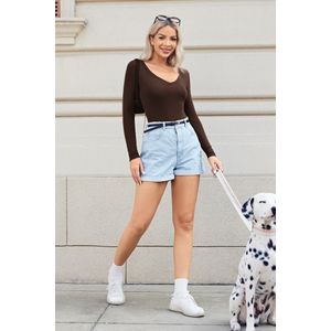 Diepe V-bodysuit met lange mouwen en jersey