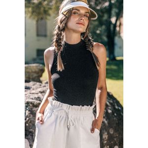 Witte mouwloze jersey bodysuit met ronde hals