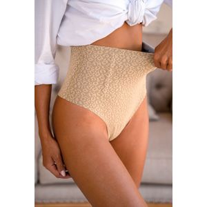 Beige tonale shapewear met luipaardprint