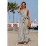 Gestreepte jumpsuit met halterhals en liefje