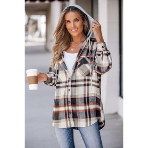 Geruit jack met capuchon en trekkoord