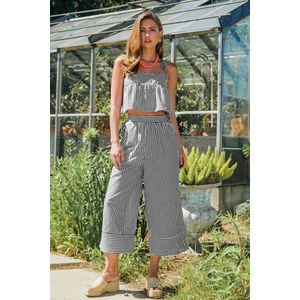 Set met peplum tanktop en broek met rechte pijpen en vierkante hals