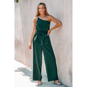 Jumpsuit met één schouder en riem