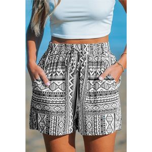 Zwart-witte short met geometrisch trekkoord