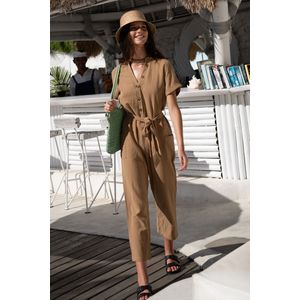 Bruine taille stropdas jumpsuit