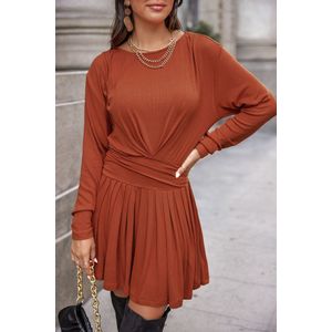 Verbrand oranje geplooide mini-jurk