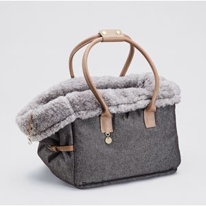 Cloud7 Hundetasche Como Heather Brown L L Anthrazit Beige Cognac Welpentasche  Reisetasche  Hundebett für unterwegs  Minileine für Sicherheit  bis