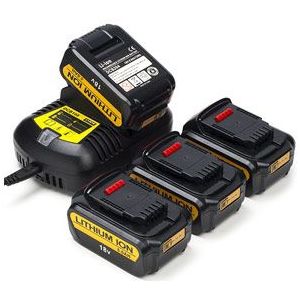 20V Max, DCB180, DCB180-XJ, DCB181, DCB181-XJ, DCB182, DCB182-XE, DCB182-XJ, DCB183 4x DeWalt DCB184 XR Li-ion accu's + lader (18 V, 5 Ah)