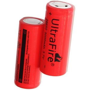 26650 UltraFire 26650 batterij Oplaadbaar (3.6V, (2 stuks), 5000 mAh)