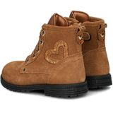 Nelson - Meisjes Veterboot - Suède - Zwart - Leer Voetbed