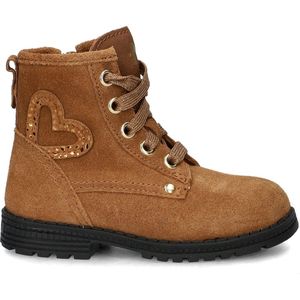 Nelson - Meisjes Veterboot - Suède - Zwart - Leer Voetbed