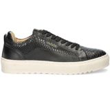 Haboob - Nigel - Lage Sneakers - Zwart - Hoogwaardig Leer - Croco-print