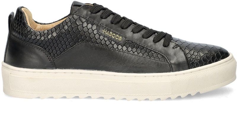 Haboob - Nigel - Lage Sneakers - Zwart - Hoogwaardig Leer - Croco-print