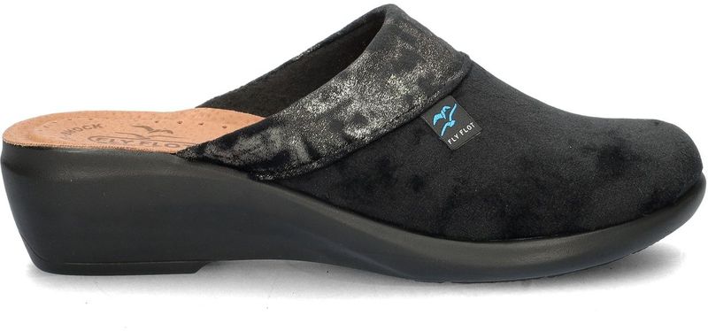 FlyFlot - Pantoffels - Zacht Textiel - Gevoerd met Fleece - Lage Sleehak