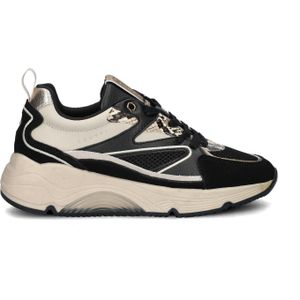 Cruyff - Madina - Sneakers - Zwart - Leer en Mesh - Goudkleurige Accenten