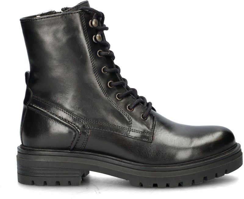 Nelson - Monk - Veterboots - Zwart - Leer - Rits aan Binnenzijde