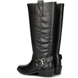 PS Poelman - Sidonia - Bikerboots - Zwart - Gladleer - Zilverkleurige Gespen