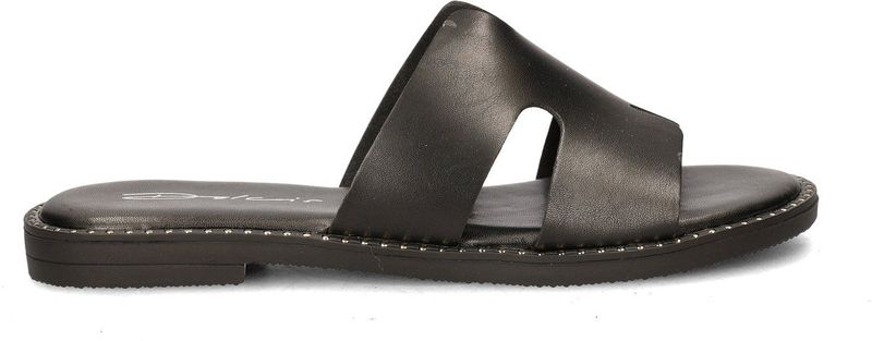 Dolcis - Dames Slipper - Imitatieleer - Zwart - Flexibele Rubberzool
