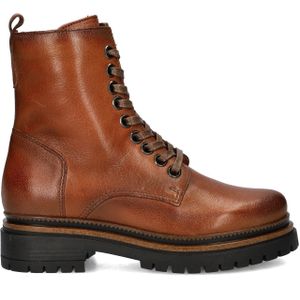 Nelson - Dames Veterboot - Zwart - Leer