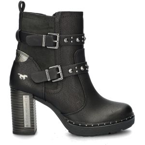 Mustang - Enkellaarsje - Zwart - Imitatieleer - Met Gesp en Studs