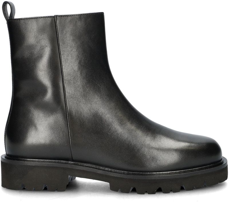 Unisa - Faye - Veterboots - Zwart - Leer