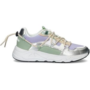 Nelson - Dames Sneakers - Imitatieleer en Nylon - Felle Kleuren - Chunkyzool