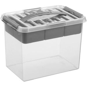 Sunware - Q-line opbergbox met inzet 9L transparant metaal - 30,7 x 20 x 22,3 cm