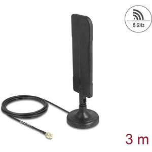 Delock - WiFi 5,8 GHz Antenne - Zwart - RP-SMA Stekker - 3 dBi Omnidirekti