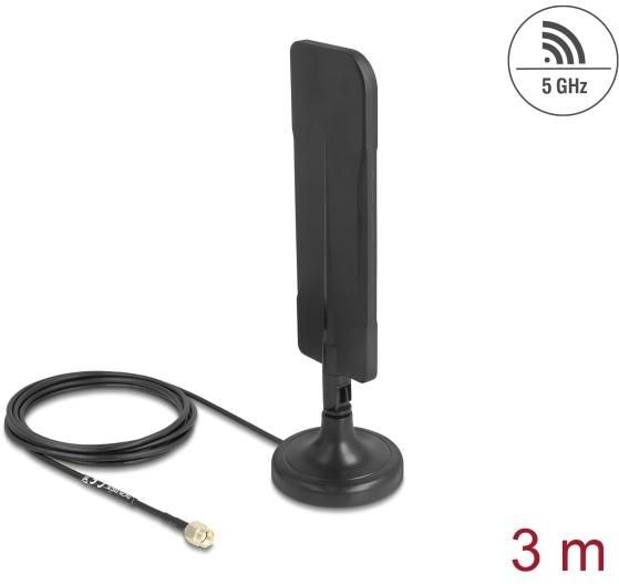 Delock - WiFi 5,8 GHz Antenne - Zwart - RP-SMA Stekker - 3 dBi Omnidirekti
