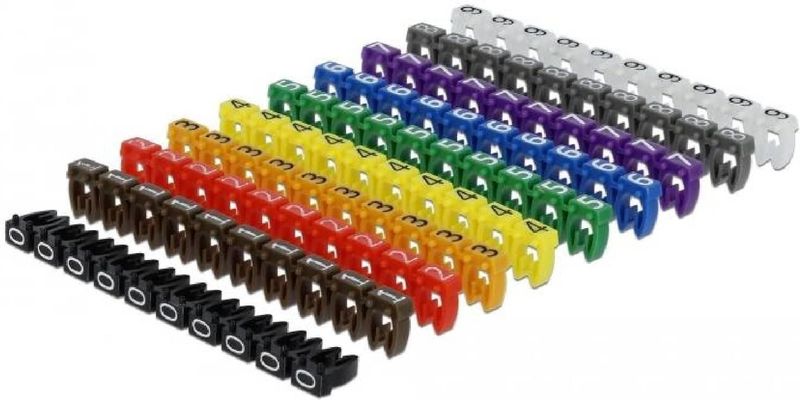 Delock - Kabelmarkeringsclips - Geassorteerde Kleuren - 100 Stuks - Voor Kabels Tot 6 mm