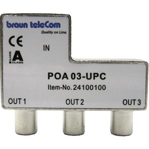 Braun Telecom TV splitter POA 03-UPC met 3 uitgangen - 6 dB / 5-2000 MHz (Horizon Box)