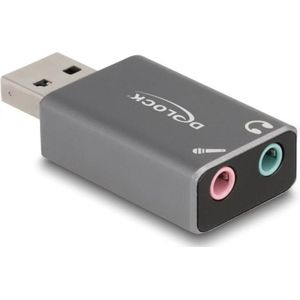 Delock 66633 - Externe USB-geluidskaart - Grijs - USB-A naar 2 x 3,5 mm