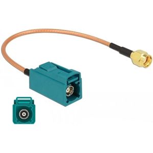 Fakra Z (v) - RP-SMA (m) adapter kabel - RG316 - 50 Ohm / transparant - 0,20 meter
