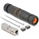 Delock - Kabelconnector LSA naar LSA - Zwart - Cat.6A - IP68 Waterdicht