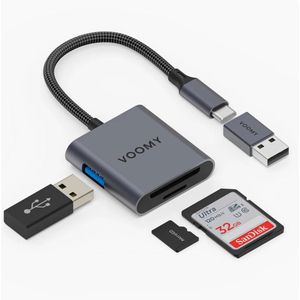 Voomy - 3-in-1 - Kaartlezer - Space Gray - Geschikt voor SD / Micro SD / TF