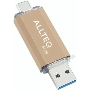 Allteq - USB C Stick - 64 GB - Goud - Aluminium - 3.1 Gen 1 SuperSpeed