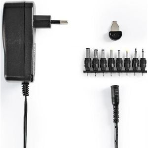 Universele Voedingsadapter - Zwart - 3-12V / 1,5A / 18W met 8 Pluggen