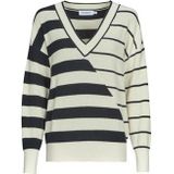 Gebreide Trui - Gestreept - Knitwear - V-hals - Lange Mouwen