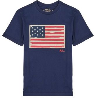 Polo Ralph Lauren - Gebreid Katoenen T-shirt - Blauw - Korte Mouwen - 8 Jaar