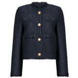 IKKS - Tweed Jasje - Blauw - Ronde Hals - Lange Mouwen