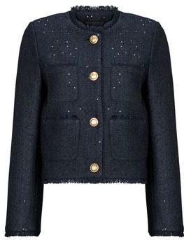 IKKS - Tweed Jasje - Blauw - Ronde Hals - Lange Mouwen