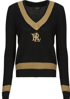 Lauren Ralph Lauren - MEREN - Trui - Zwart - V-hals - Lange Mouwen