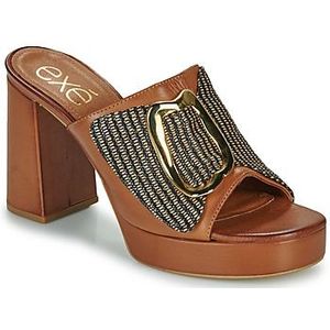 Exé Shoes  622-ANCONA-LEATHER-TAN  slippers  dames Bruin