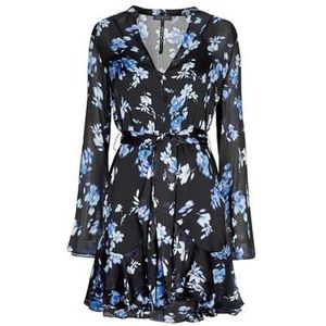 Guess - Bloemen Chiffon Jurk - Zwart - Marineblauw - Multicolor - Chiffon