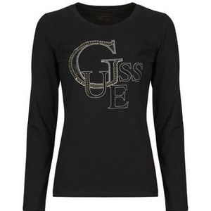 Guess  LS RN GUESS STUDDED LOGO TEE  Shirts  dames Zwart