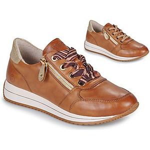 Remonte - Sneakers - Bruin/goudkleur - Veterschoenen - Lage Schoen - Vrijetijdsschoen met Zijrits