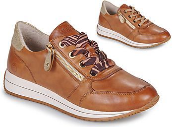 Remonte - Sneakers - Bruin/goudkleur - Veterschoenen - Lage Schoen - Vrijetijdsschoen met Zijrits
