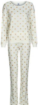 PETIT BATEAU - Pyjama - Beige - Katoen - Lange Mouwen - Hartmotief